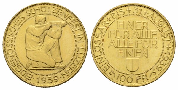 Schweiz 100 Franken 1939 B Schützentaler Luzern