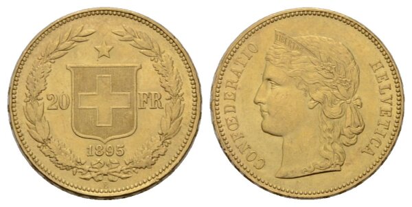 Schweiz 20 Franken 1895 B Helvetia