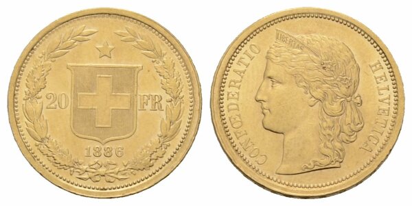 Schweiz 20 Franken 1886 Helvetia