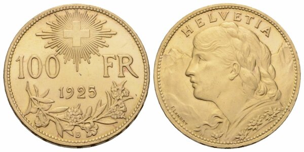 Schweiz 100 Franken 1925 B Goldveneli
