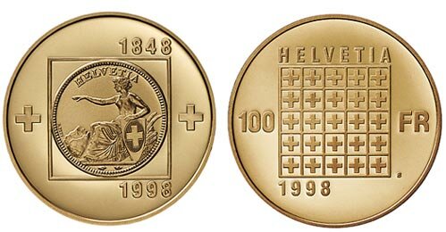 Schweiz 100 Franken 1998 B 150 Jahre Schweizer Bundesstaat (OE)
