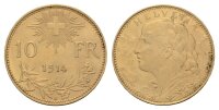 Schweiz 10 Franken 1914 B Goldvreneli
