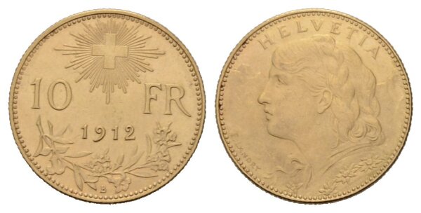 Schweiz 10 Franken 1912 B Goldvreneli
