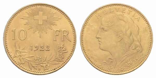 Schweiz 10 Franken 1922 B Verneli