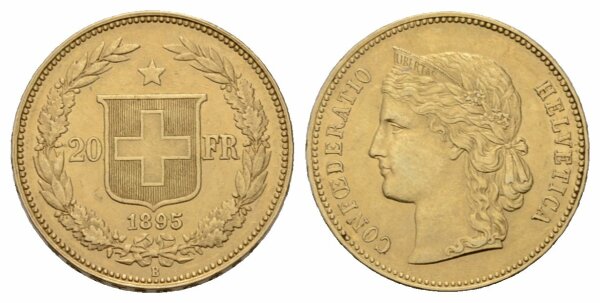 Schweiz 20 Franken 1895 B Helvetia