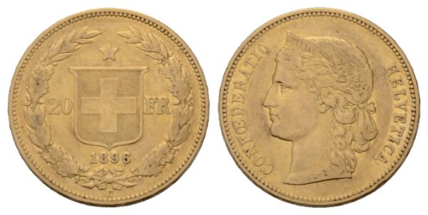 Schweiz 20 Franken 1896 B Helvetia