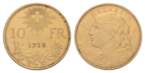 Schweiz 10 Franken 1915 B