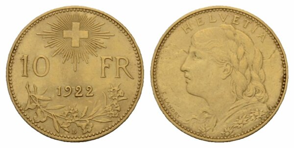 Schweiz 10 Franken 1922 B