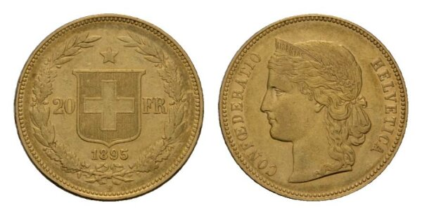 Schweiz 20 Franken 1895 B Helvetia