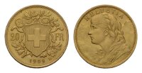 Schweiz 20 Franken 1909 B Vreneli