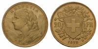 Schweiz 20 Franken 1898 B Vreneli