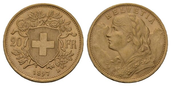 Schweiz 20 Franken 1897 B Vreneli