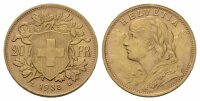 Schweiz 20 Franken L 1935 B Vreneli Abart 21 Sterne