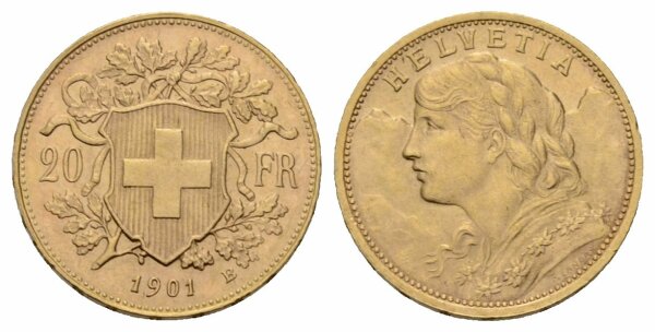 Schweiz 20 Franken 1901 B Vreneli