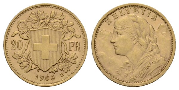 Schweiz 20 Franken 1906 B Vreneli