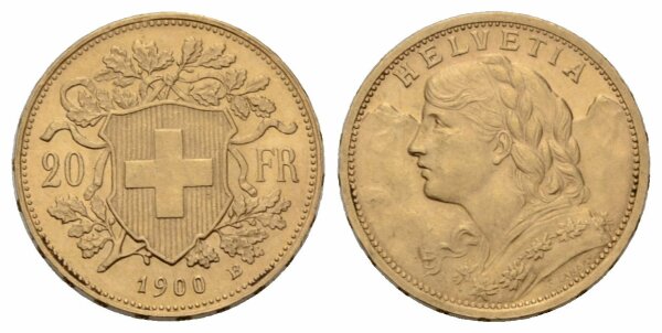 Schweiz 20 Franken 1900 B Goldvreneli