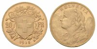 Schweiz 20 Franken 1935 B Vreneli ohne L