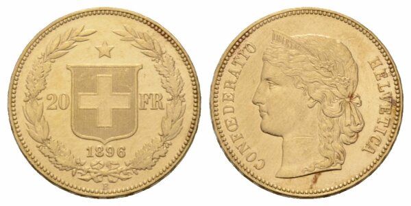Schweiz 20 Franken 1896 Helvetia