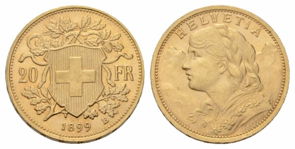Schweiz 20 Franken 1899 B Vreneli