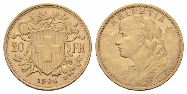 Schweiz 20 Franken 1904 B