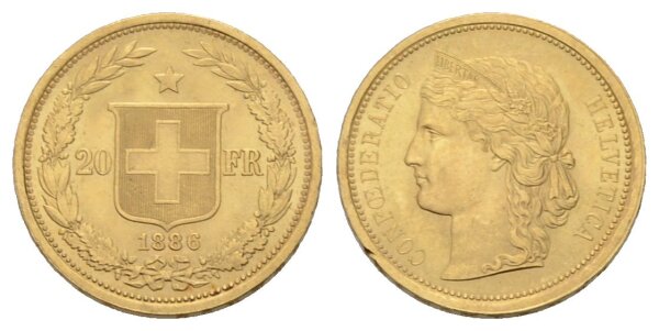 Schweiz 20 Franken 1886 Helvetia