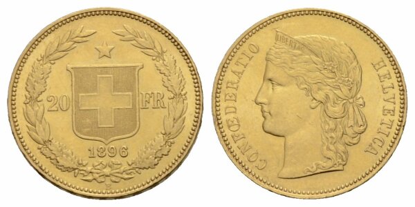 Schweiz 20 Franken 1896 B