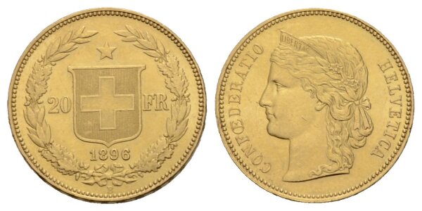 Schweiz 20 Franken 1896 B