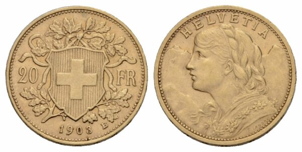 Schweiz 20 Franken 1903 B Vreneli
