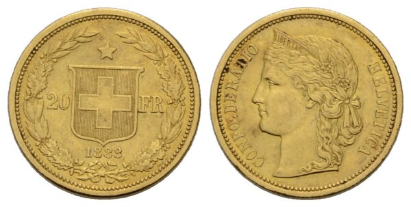 Schweiz 20 Franken 1883 Helvetia (X)