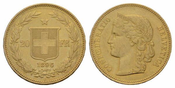 Schweiz 20 Franken 1896 B (X)