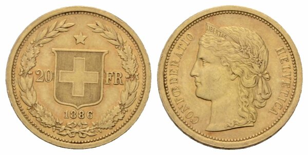 Schweiz 20 Franken 1886