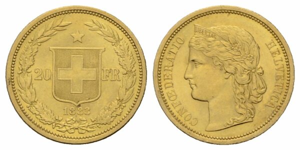 Schweiz 20 Franken 1883  Helvetia
