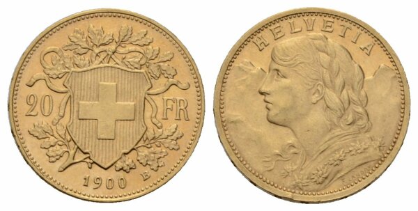 Schweiz 20 Franken 1900 B Vreneli