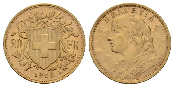 Schweiz 20 Franken 1906 B Vreneli